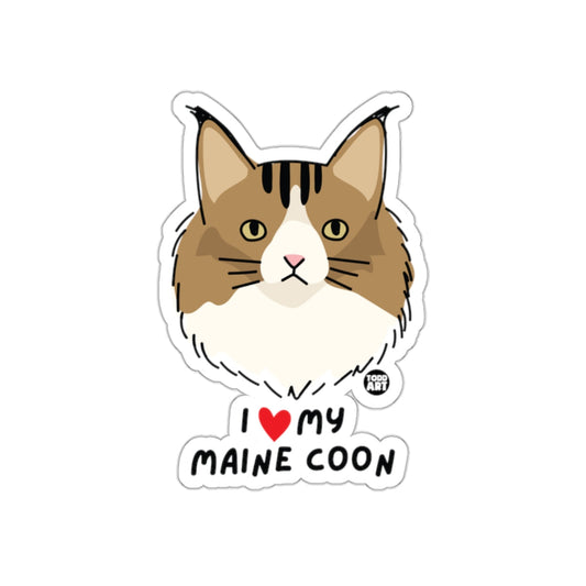 I Love My Maine Coon Cat Cute Illustration Design Sticker