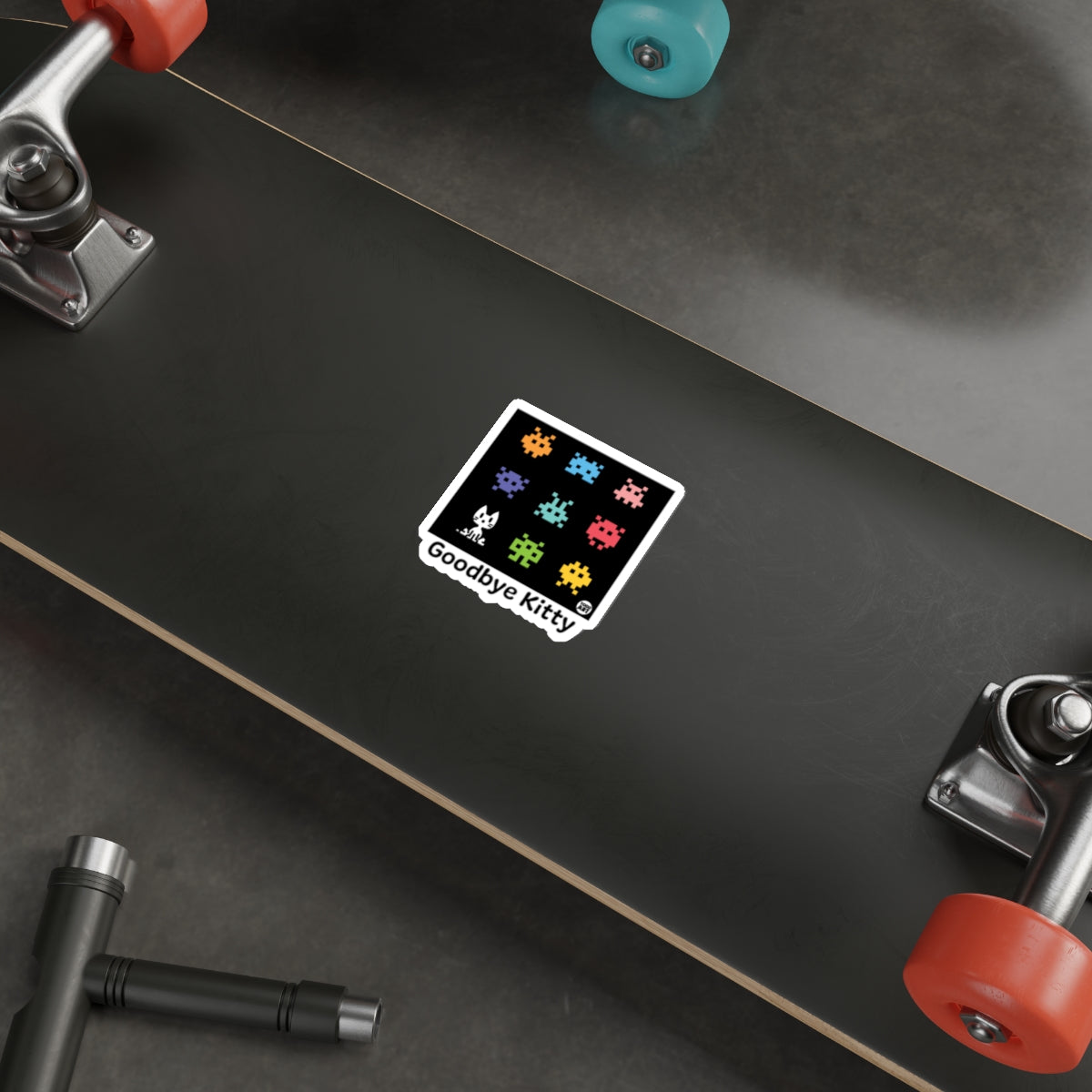 Goodbye Kitty Retro Inspired Skateboard Sticker
