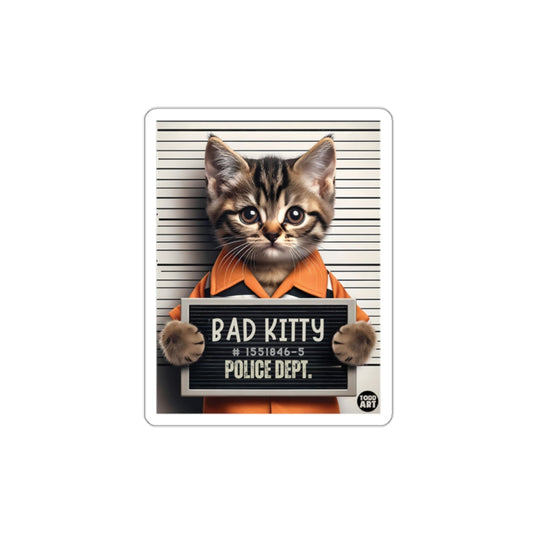Kitten Police Dept Mugshot Behind Bars Bad Kitty sticker