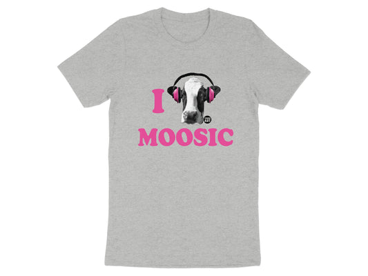 I Moosic Headphones Cow Graphic Tee Shirt