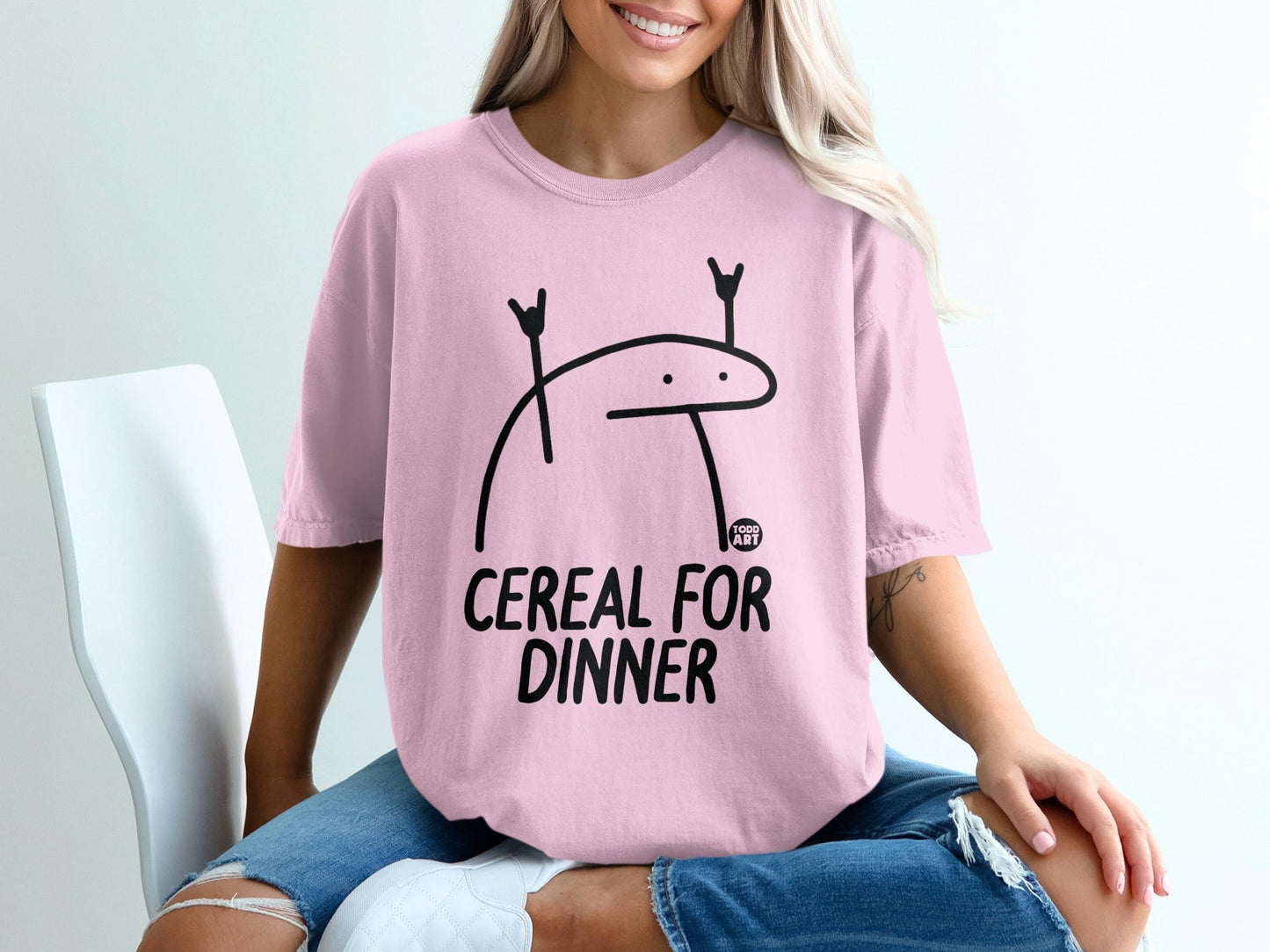 Cereal For Dinner Graphic Oversized T-Shirt for Casual Wear