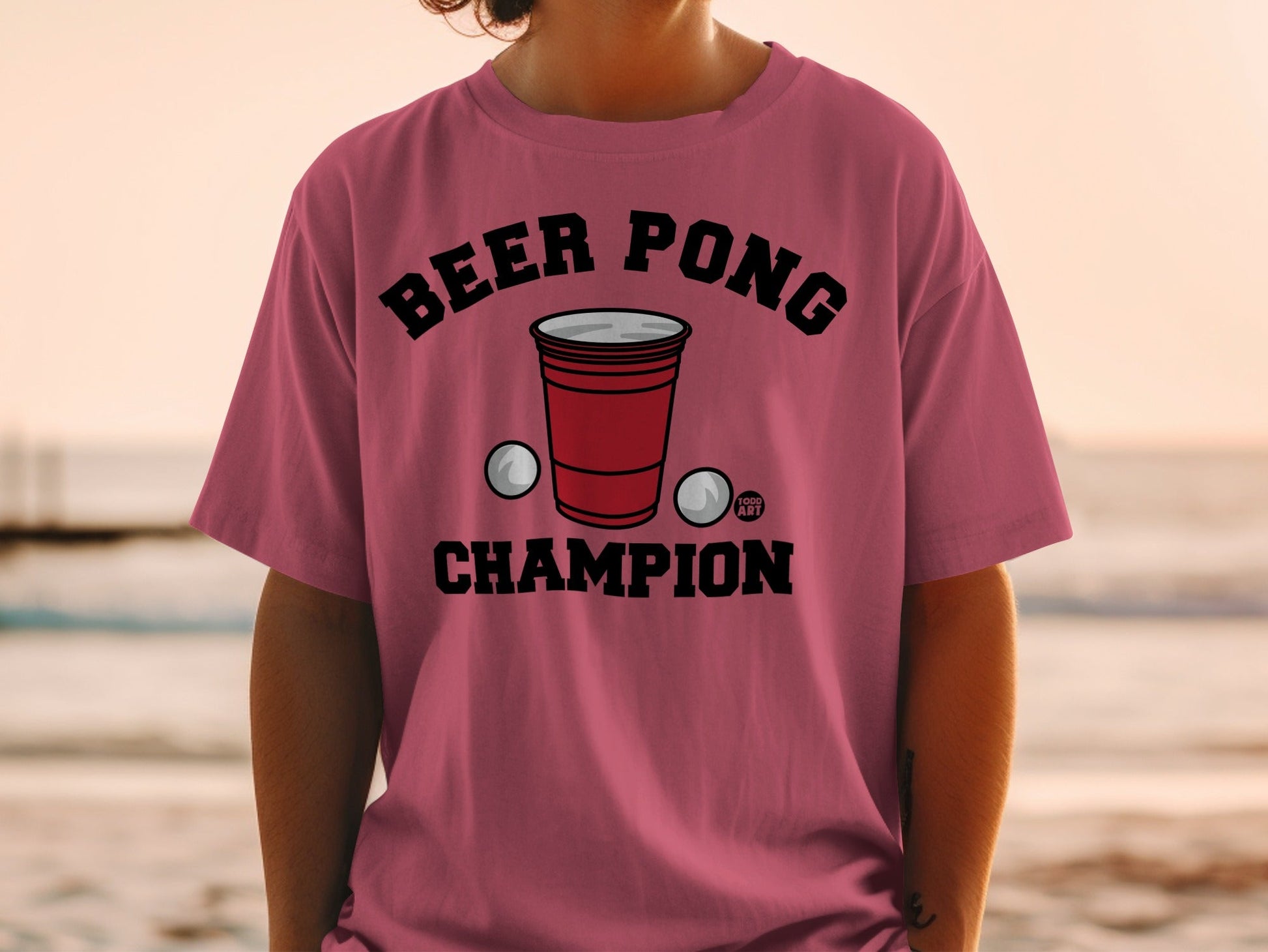 Beer Pong Champion Fun Graphic Tee Shirt