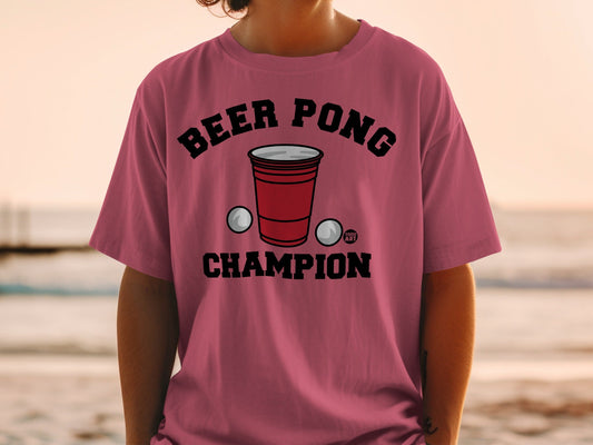 Beer Pong Champion Fun Graphic Tee Shirt