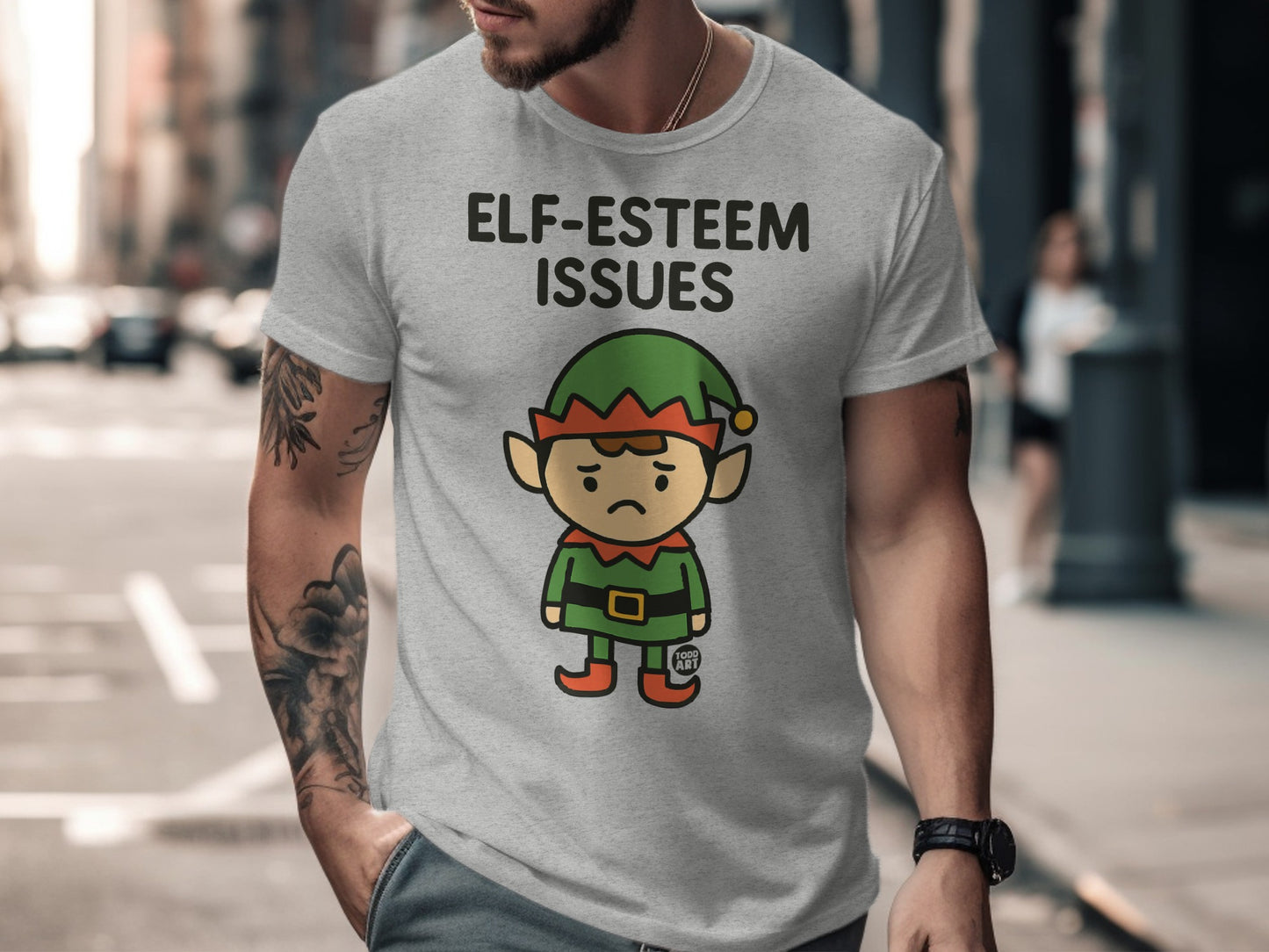 Elf-Esteem Issues Funny Graphic T-Shirt Product