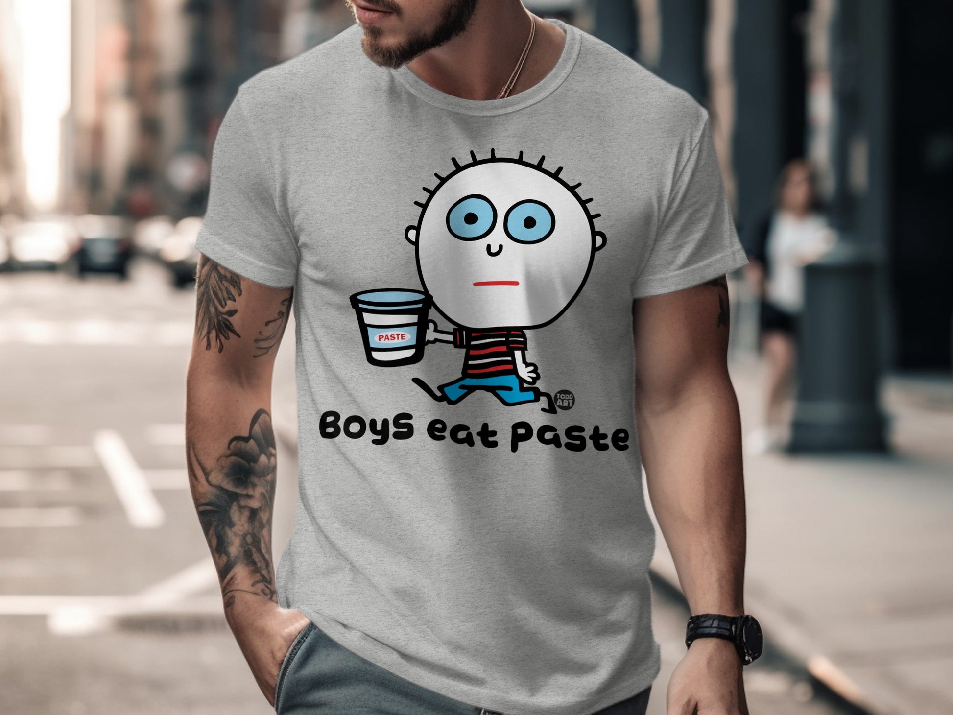 Boys Eat Paste Funny T-Shirt Streetwear Tee