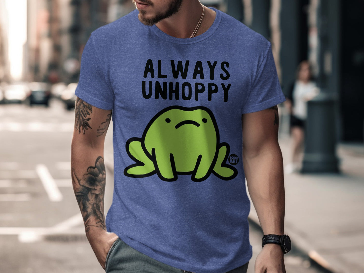 Always Unhoppy Frog Graphic Humor Shirt Product