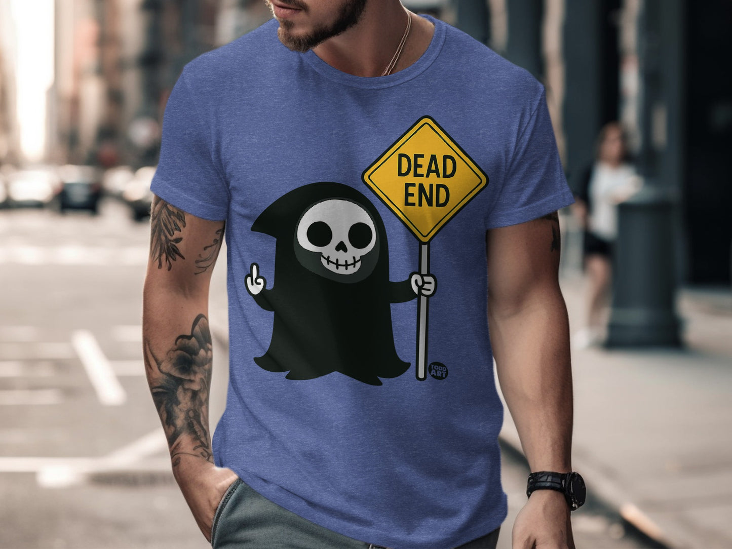 Grim Reaper Holding Dead End Sign T-shirt