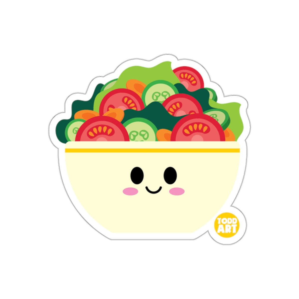 Smiling Salad Bowl Todd Art Sticker Cute Design