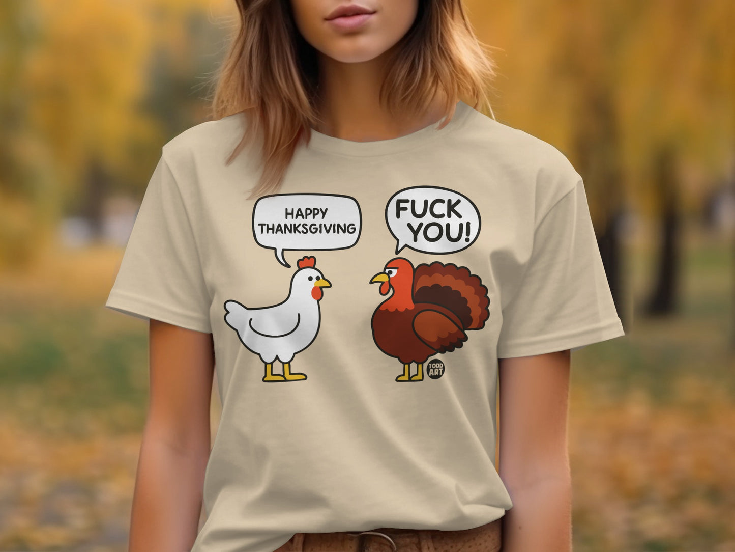 Funny Thanksgiving Chicken and Turkey Graphic Shirt