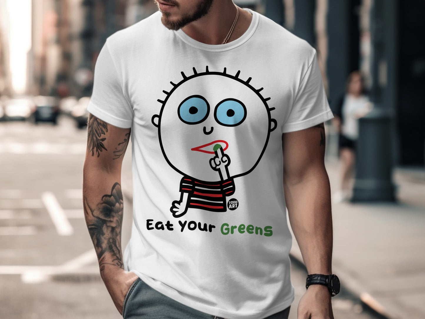 Funny Cartoon Eat Your Greens T-Shirt Product