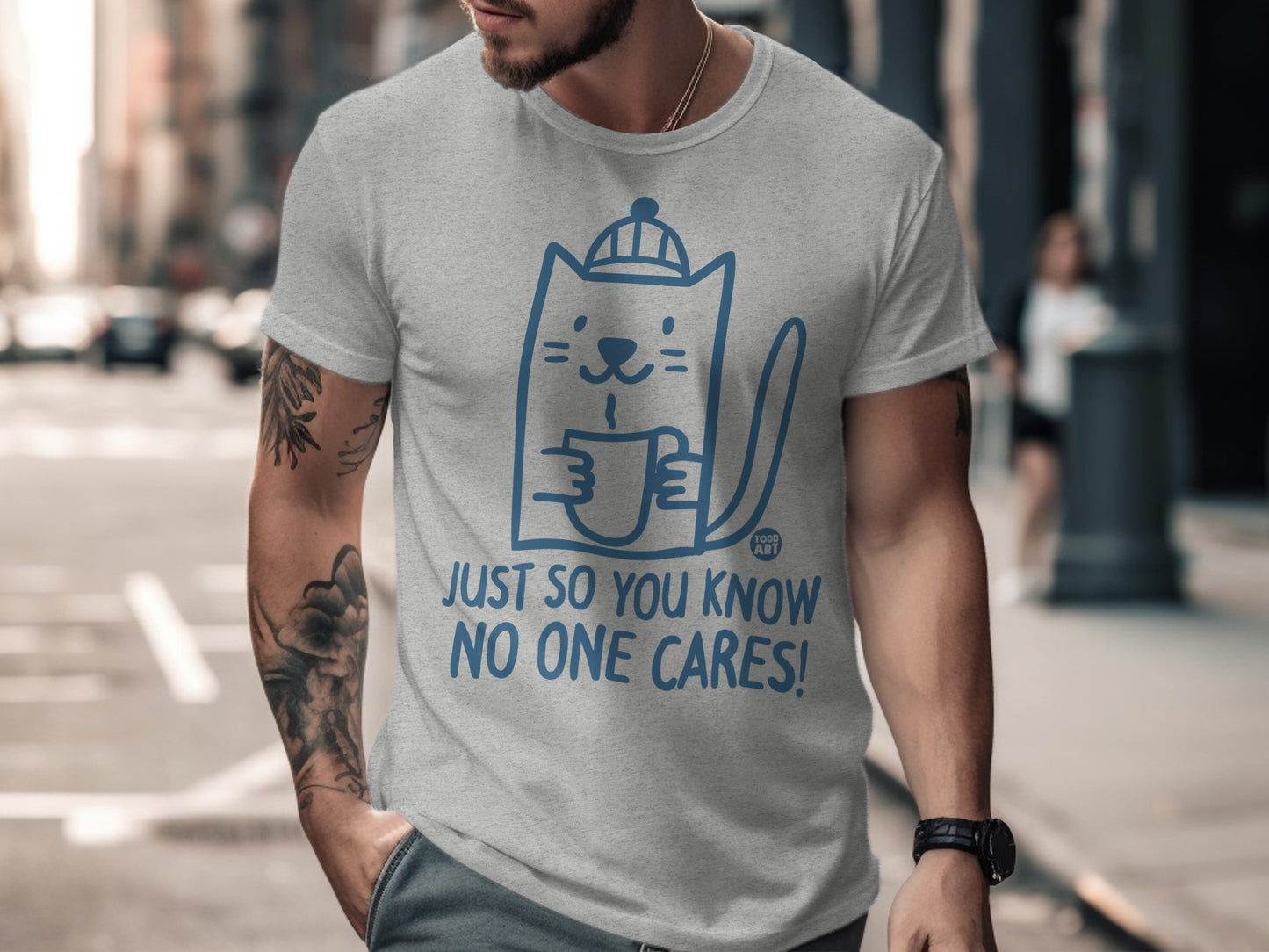 Just So You Know No One Cares Cat Design T-shirt