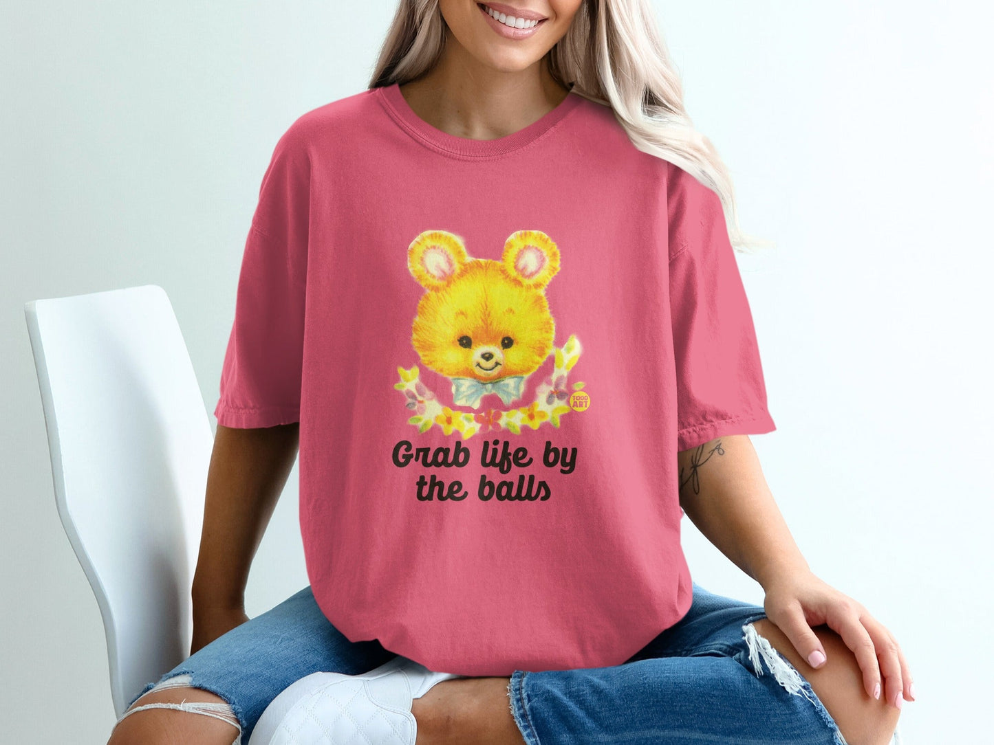 Grab Life By The Balls Cute Bear Graphic T-shirt