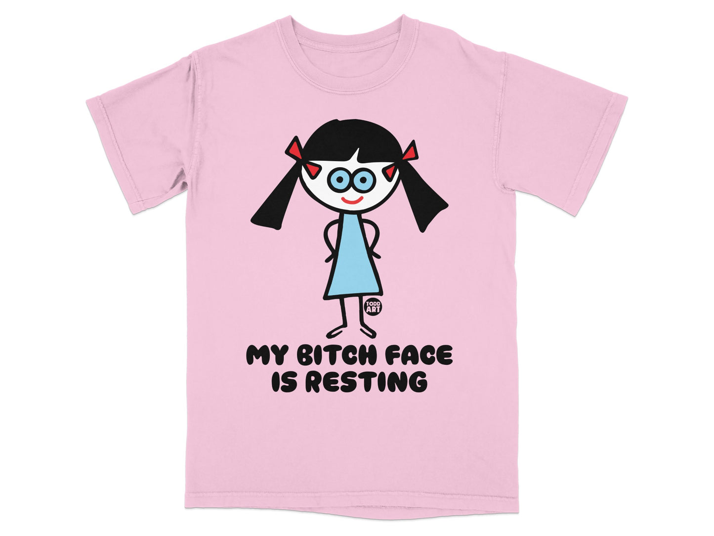 My Bitch Face Is Resting Pink Cartoon Graphic T-shirt