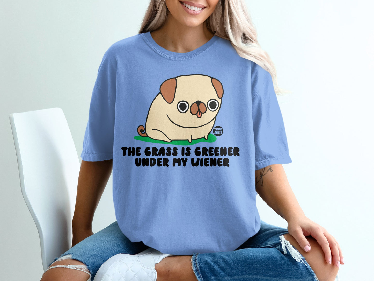 The Grass Is Greener Under My Wiener Funny Pet T-Shirt