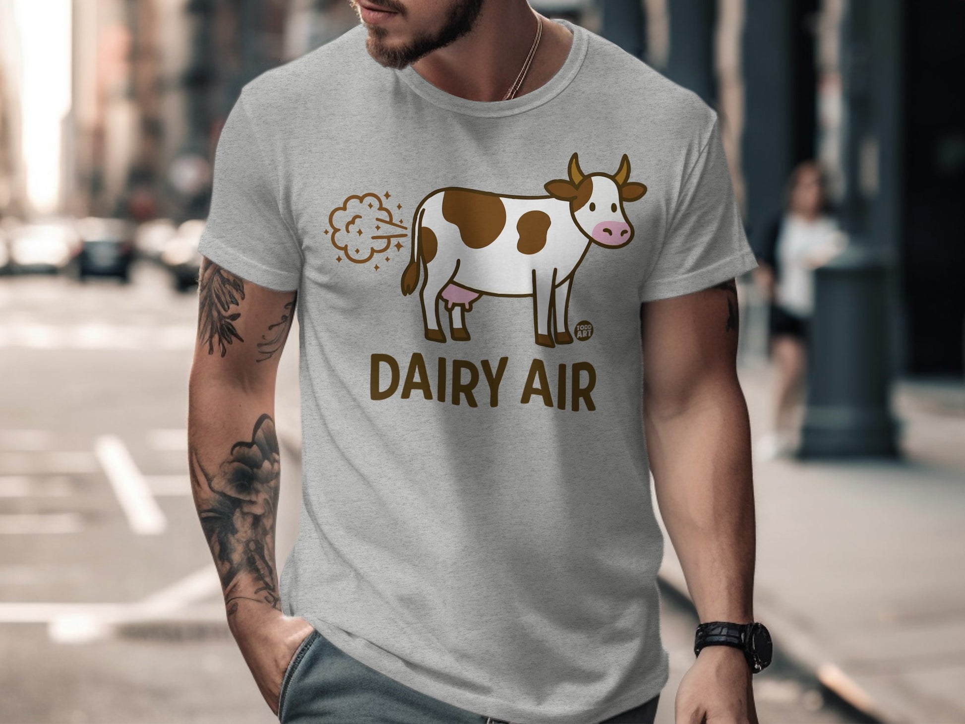 Dairy Air Funny Graphic Cow T-Shirt for Humor Fans