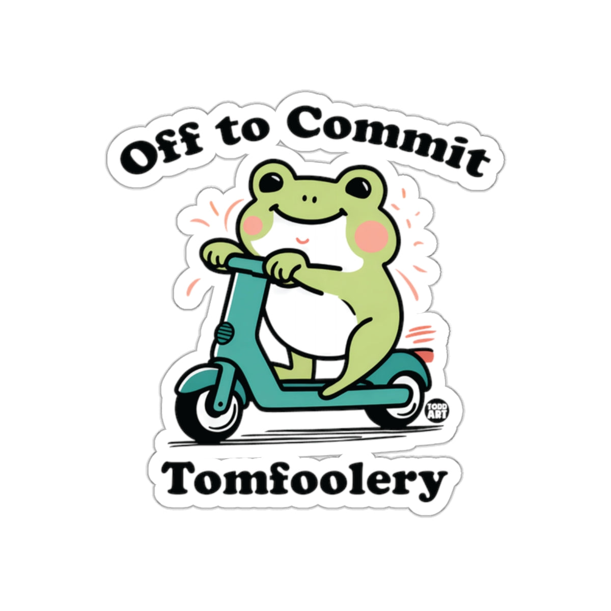 Off to Commit Tomfoolery Cute Frog Scooter Sticker