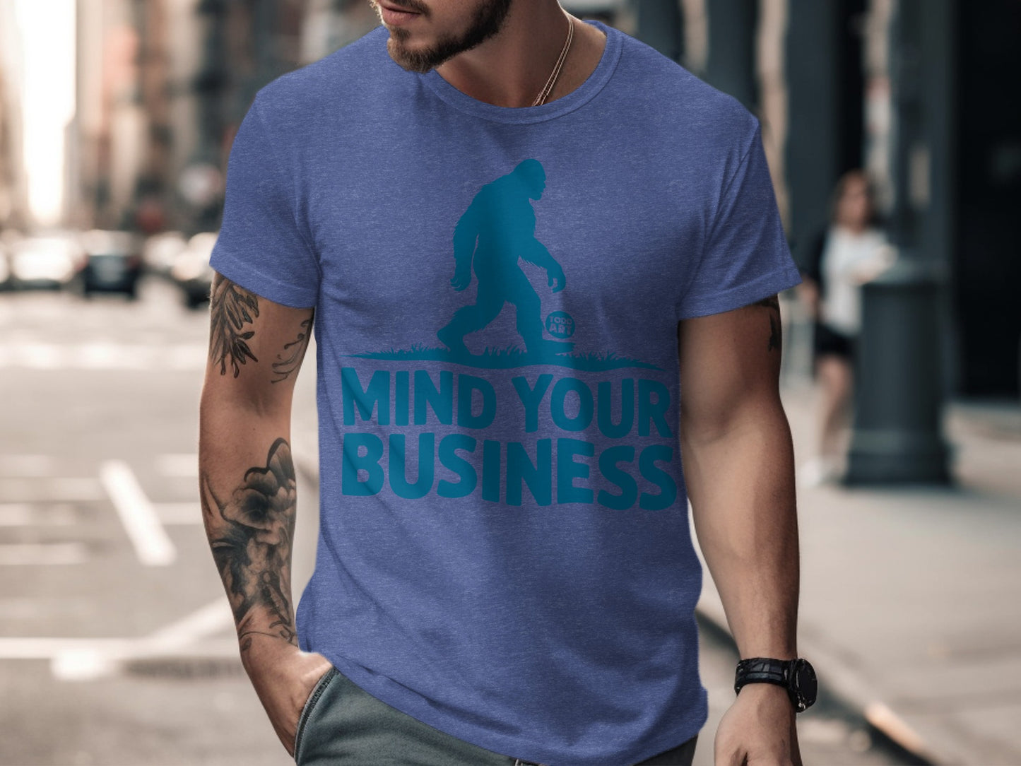 Unique Mind Your Business Bigfoot Graphic T-Shirt