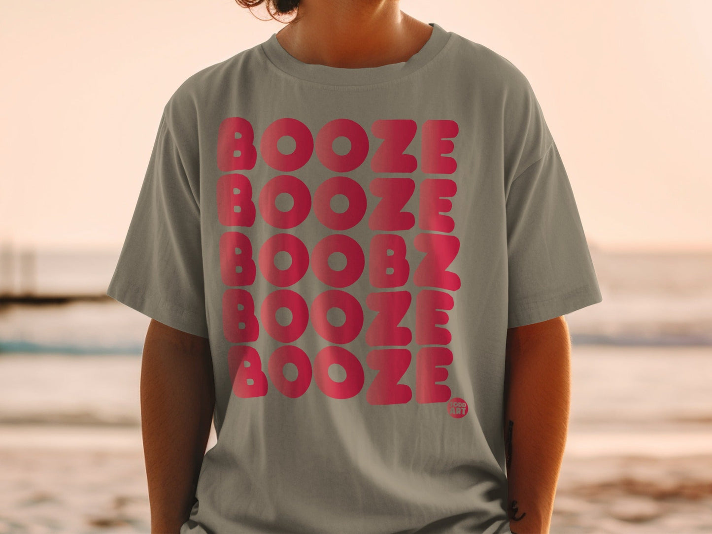 Booze Bold Graphic Unisex Casual Top Perfect Summer Tee