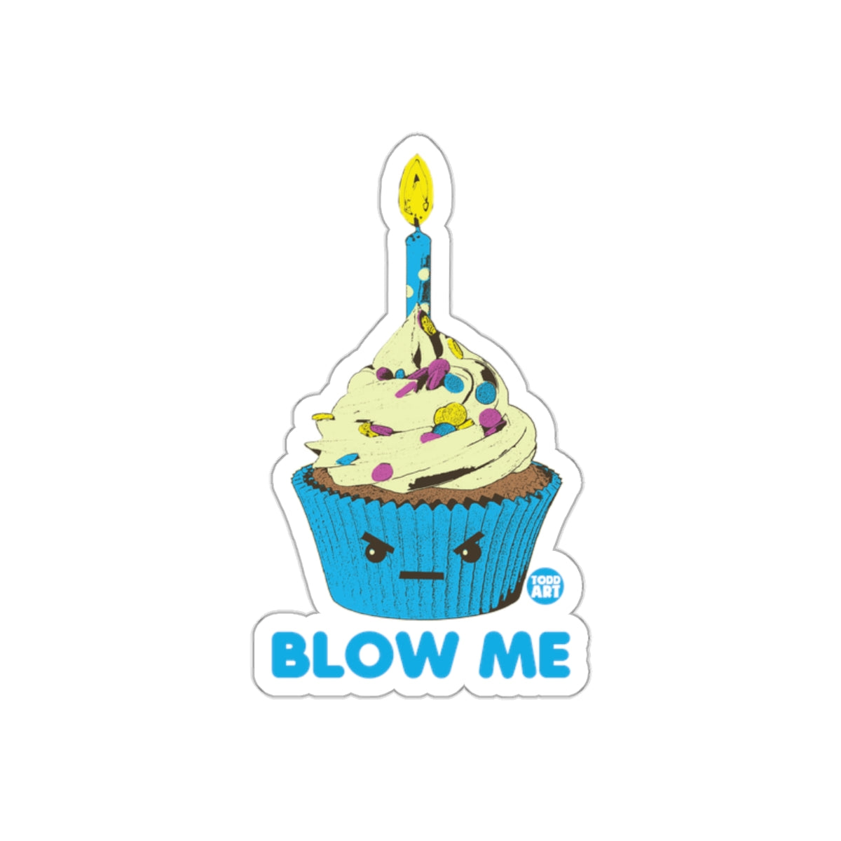 Blow Me Cupcake with Candle Illustration Sticker