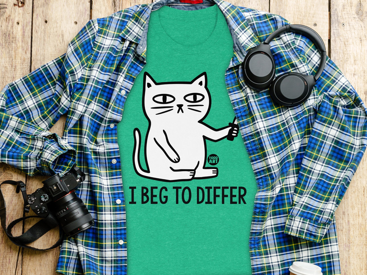 I Beg to Differ Cat Cartoon Graphic Shirt For Fun