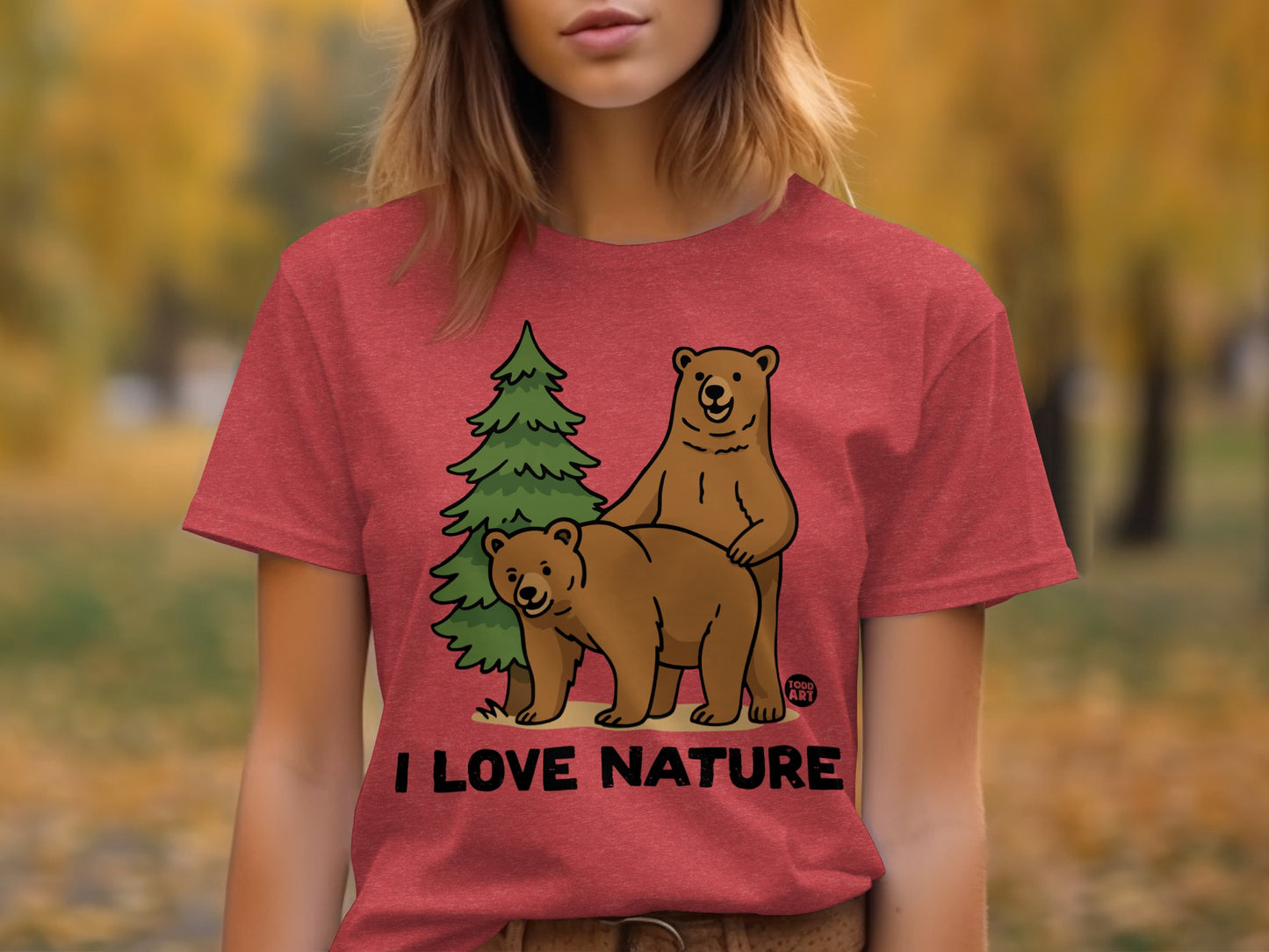 I Love Nature Bears With Pine Tree Graphic T-Shirt