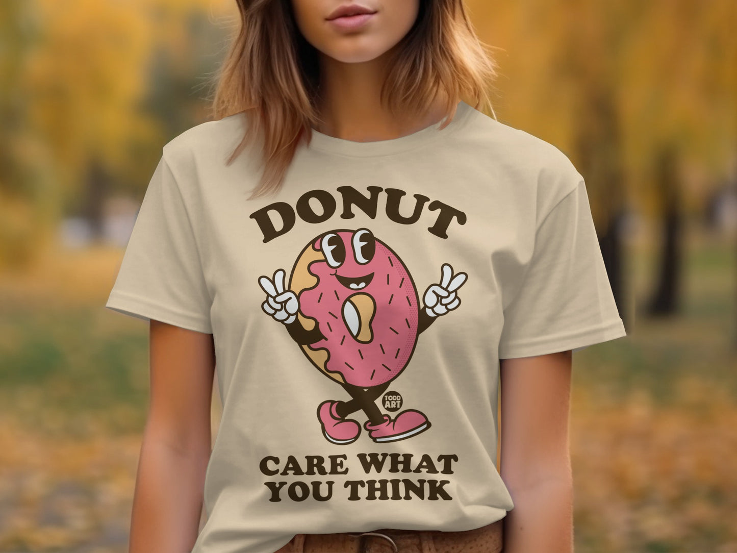 Fun Donut Care What You Think Graphic Tee Shirt