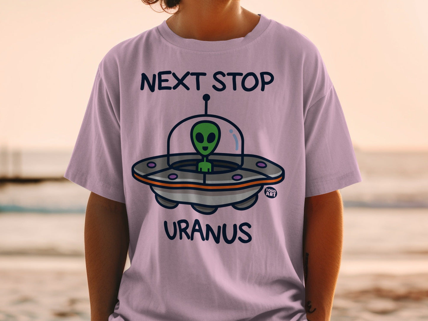 Next Stop Uranus Alien UFO T-Shirt Fun Design