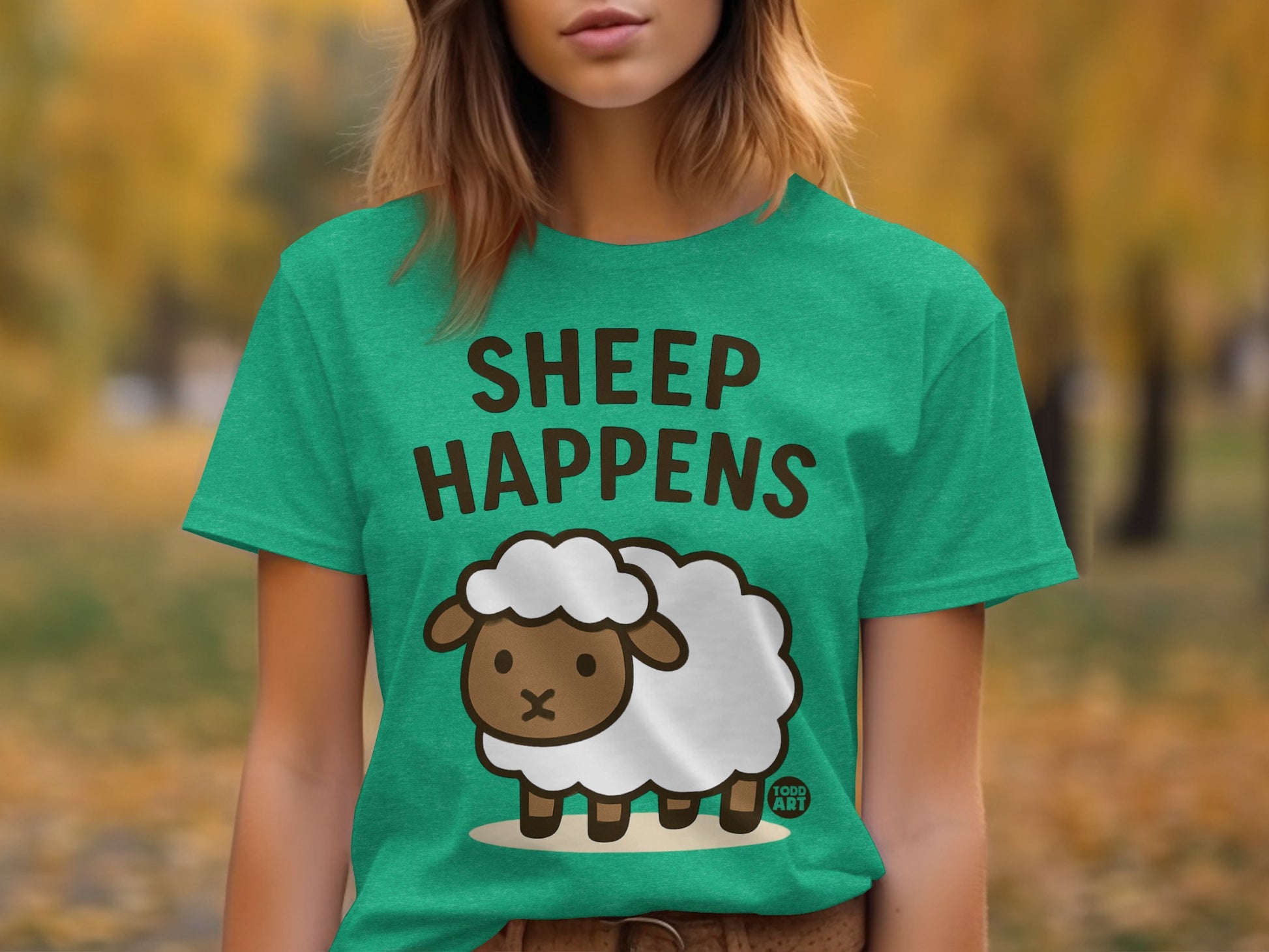 Sheep Happens Graphic Tee with Cute Sheep Design