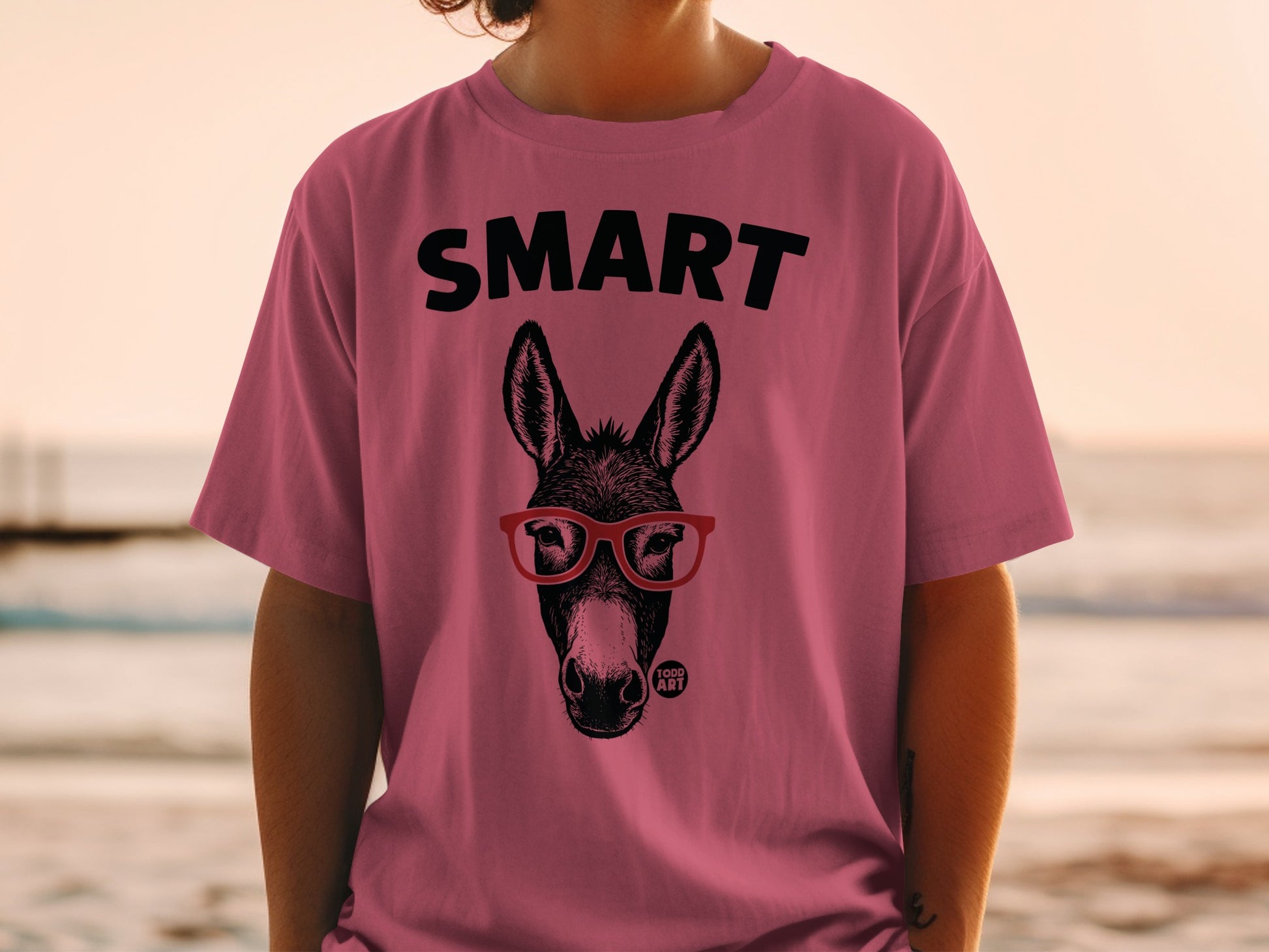 Smart Donkey Wearing Glasses Graphic T-Shirt
