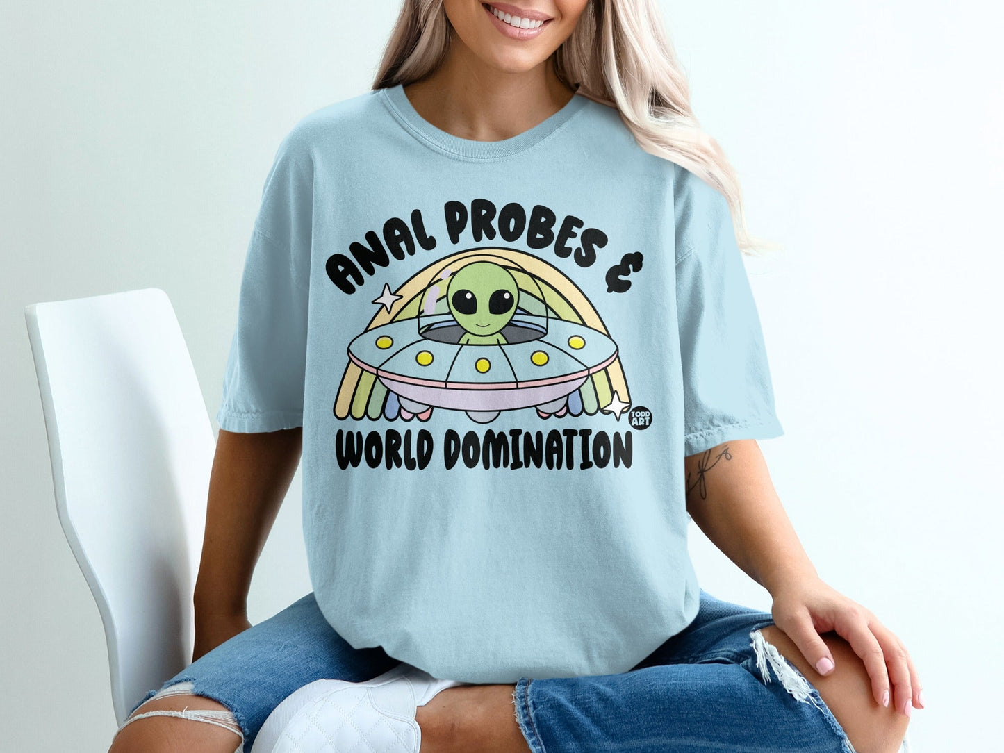 Funny Alien Probes and World Domination T-shirt
