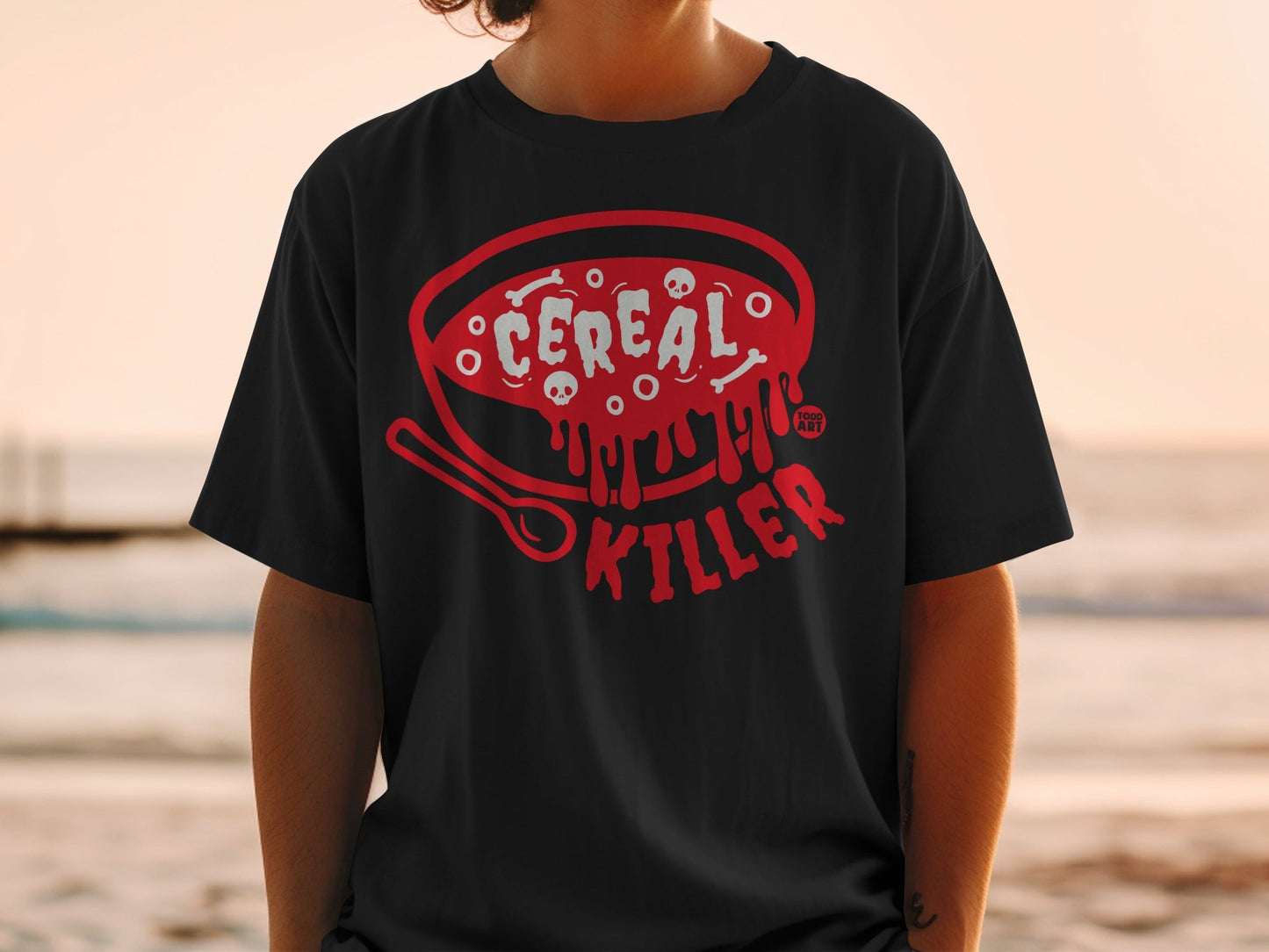 Cereal Killer Graphic Print Horror Themed Shirt