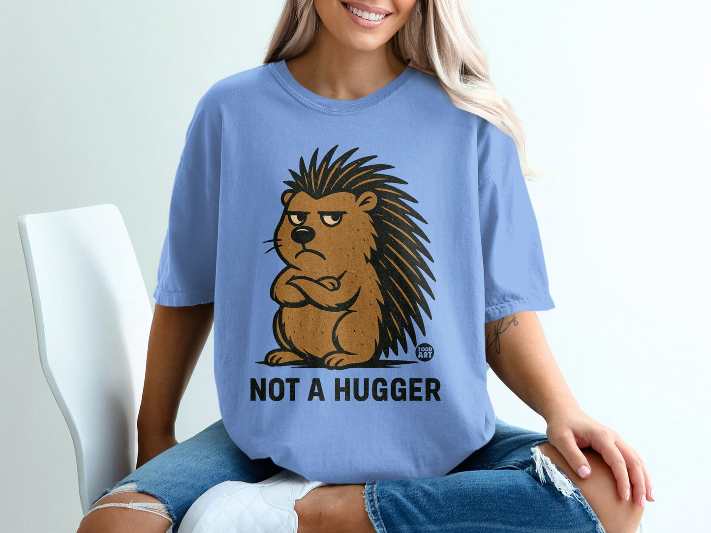 Not A Hugger Cute Grumpy Porcupine Shirt for Fun Style