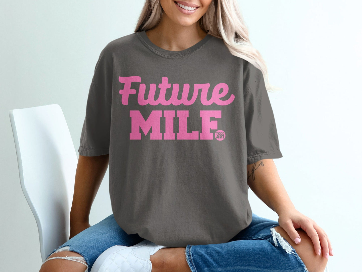 Future MILF Graphic Tee with Pink Todd Art Text