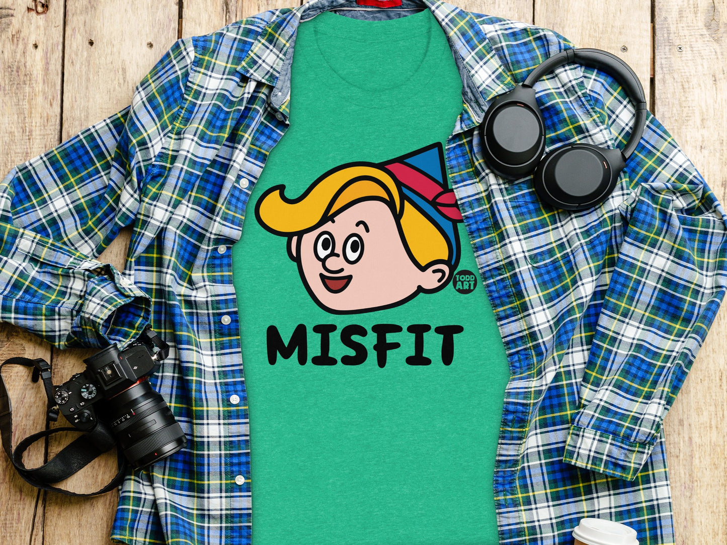 Playful Misfit Graphic Tee with Cartoon Character Design