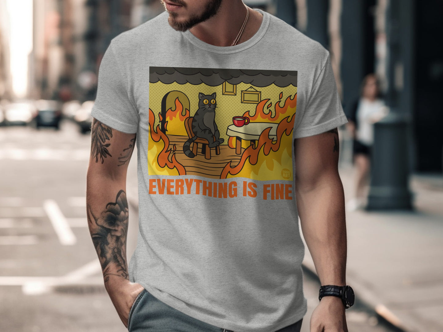 Everything Is Fine Cat Meme Graphic T-shirt