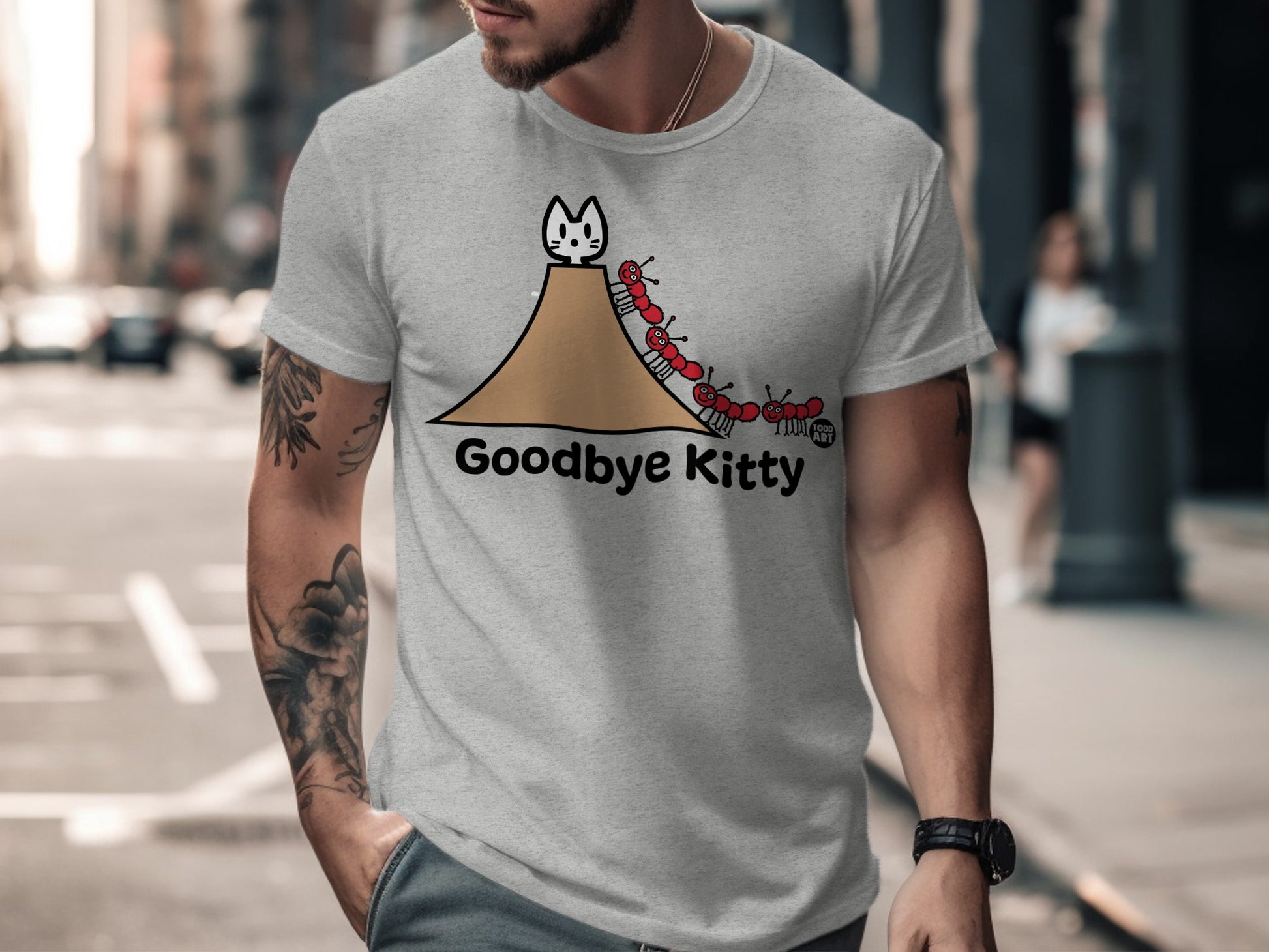 Goodbye Kitty Fun Graphic T-shirt Appealing Design