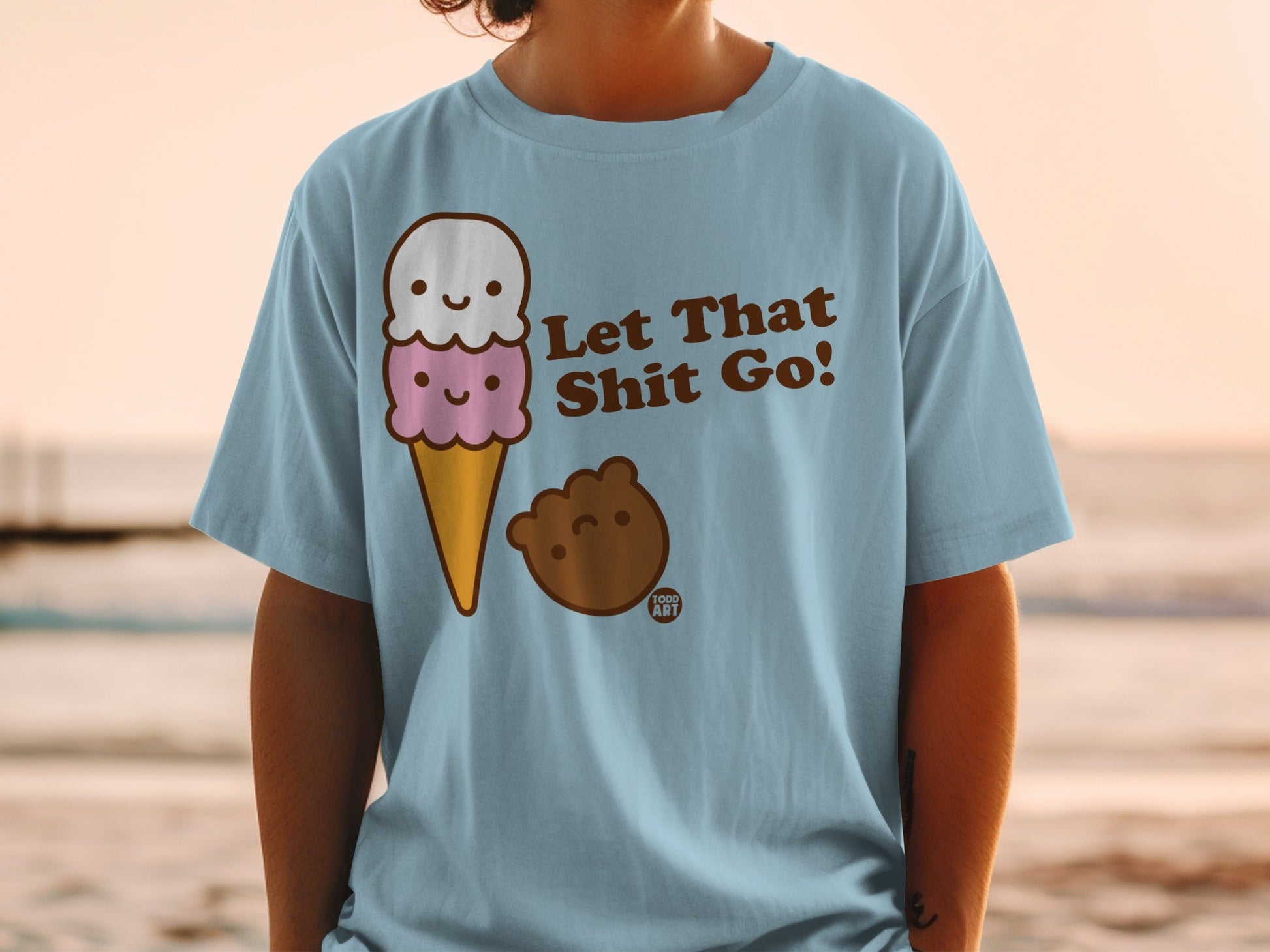 Let That Shit Go Ice Cream Print T-Shirt