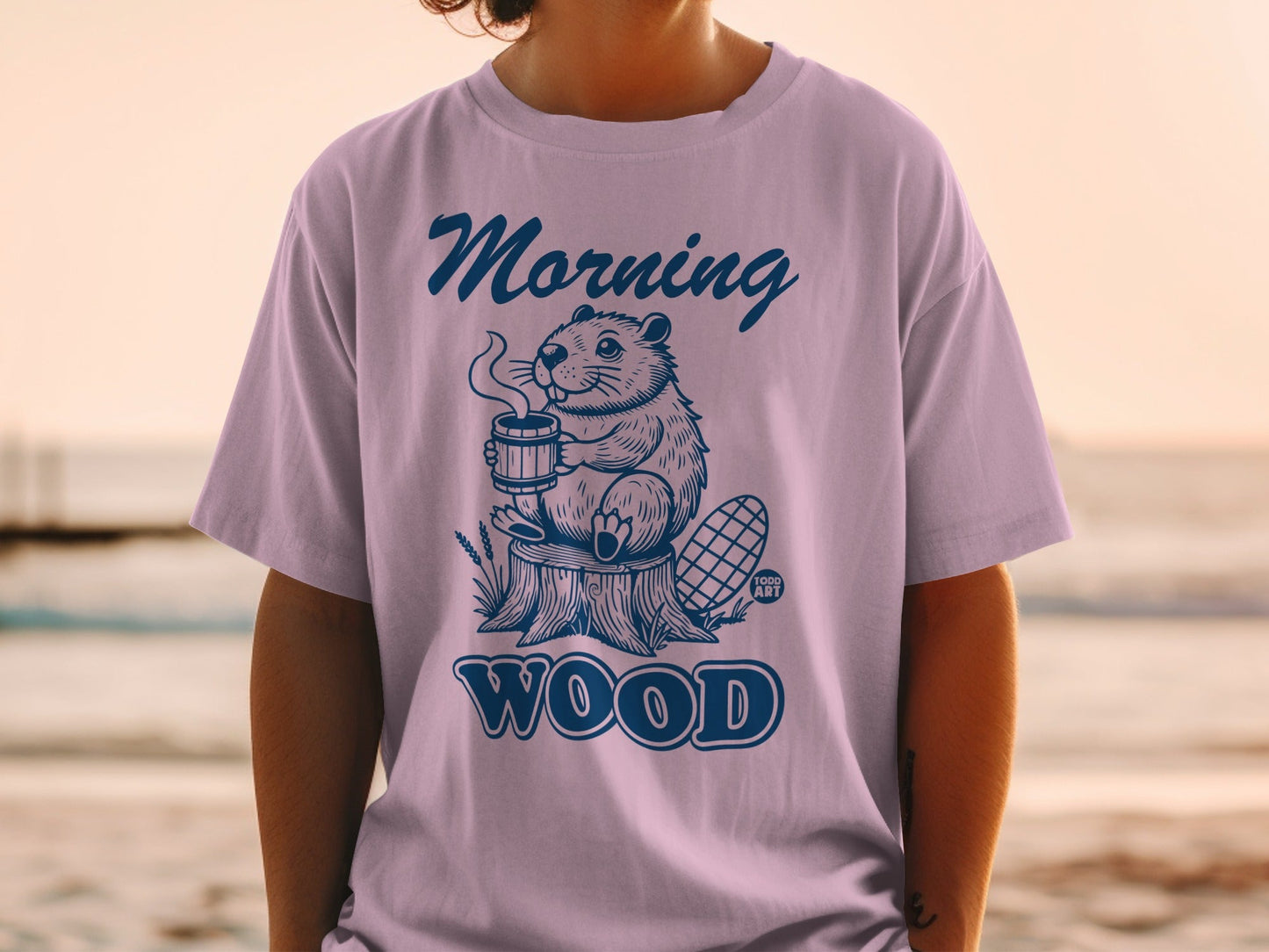 Morning Wood Beaver Drinking Coffee Graphic Shirt