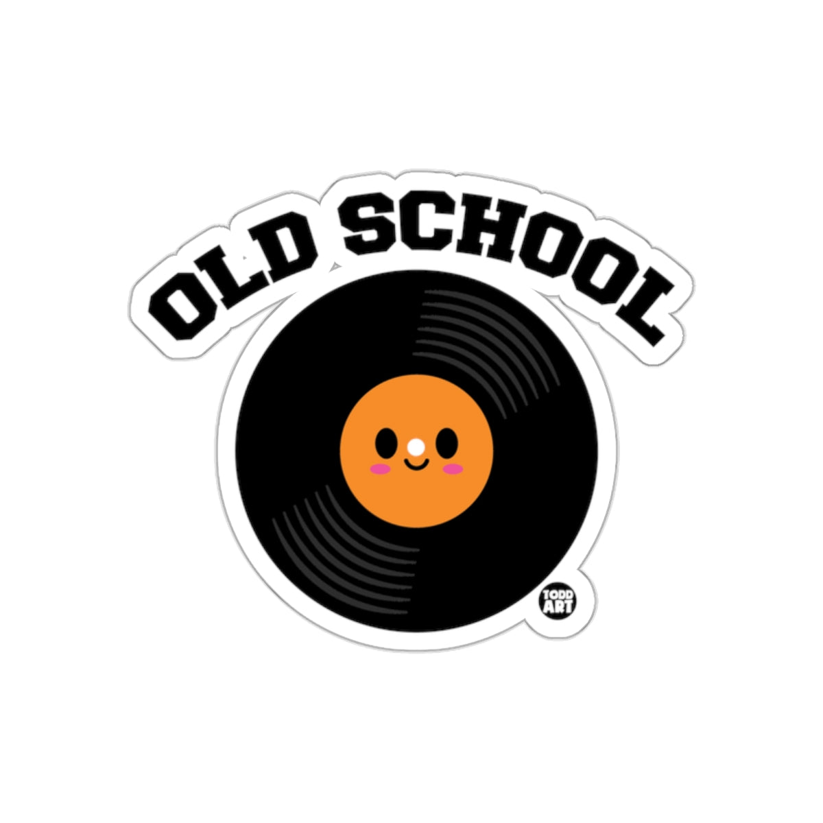 Old School Vinyl Record Design with Cute Face sticker