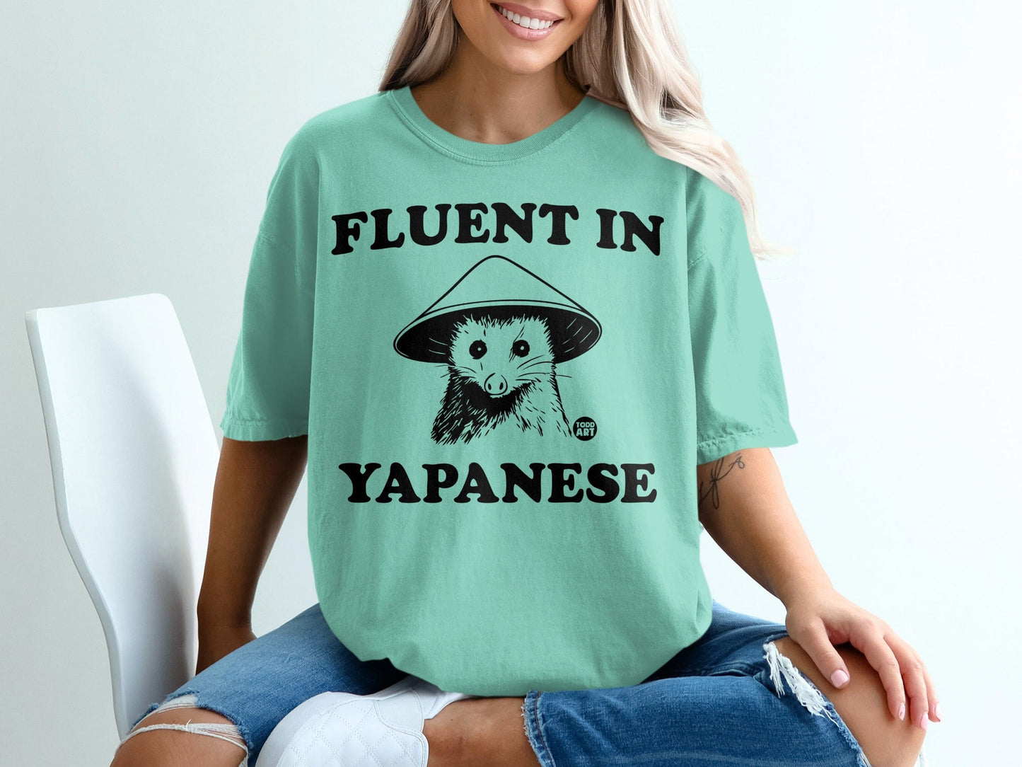 Fluent In Yapanese Graphic Tee with Cute Animal Design
