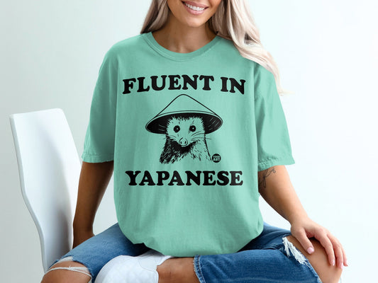 Fluent In Yapanese Graphic Tee with Cute Animal Design