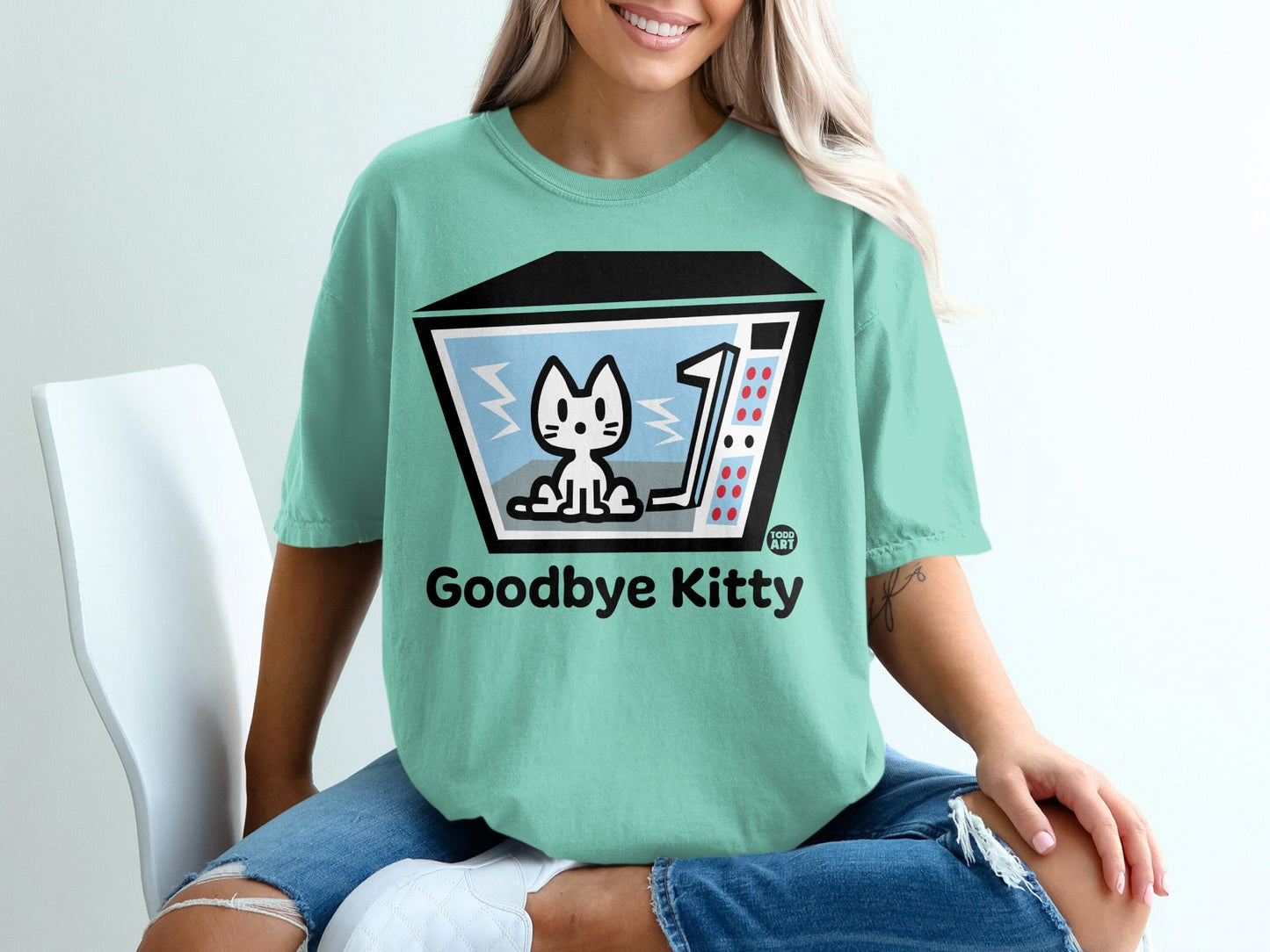 Goodbye Kitty Graphic T-Shirt in Mint Green