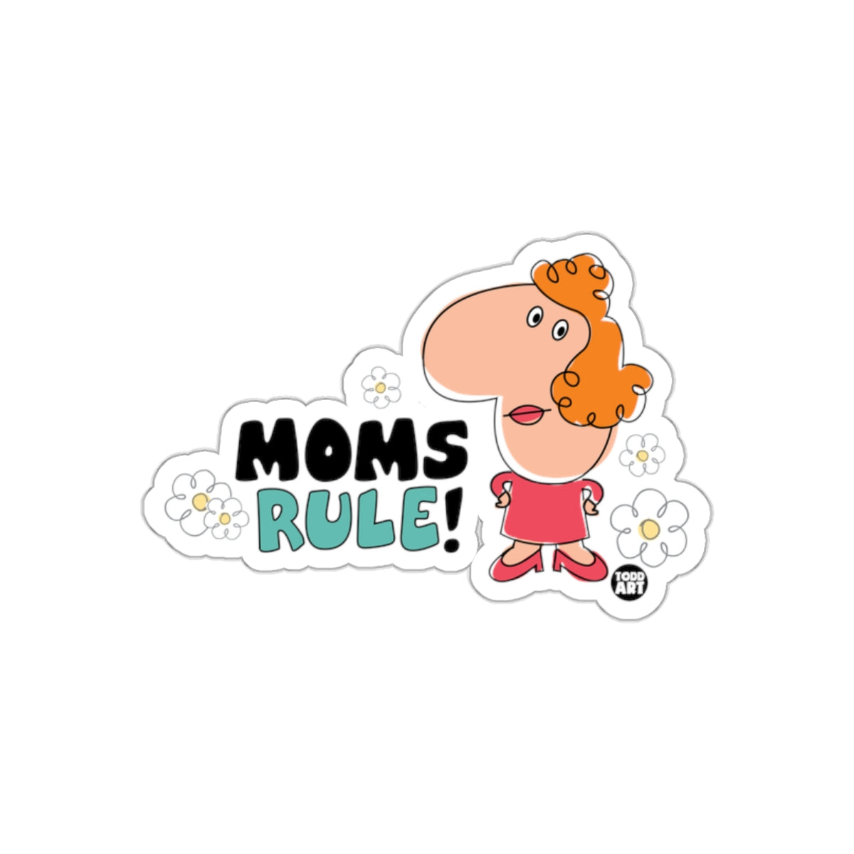 Moms Rule Cartoon Character Sticker for Fun Decor
