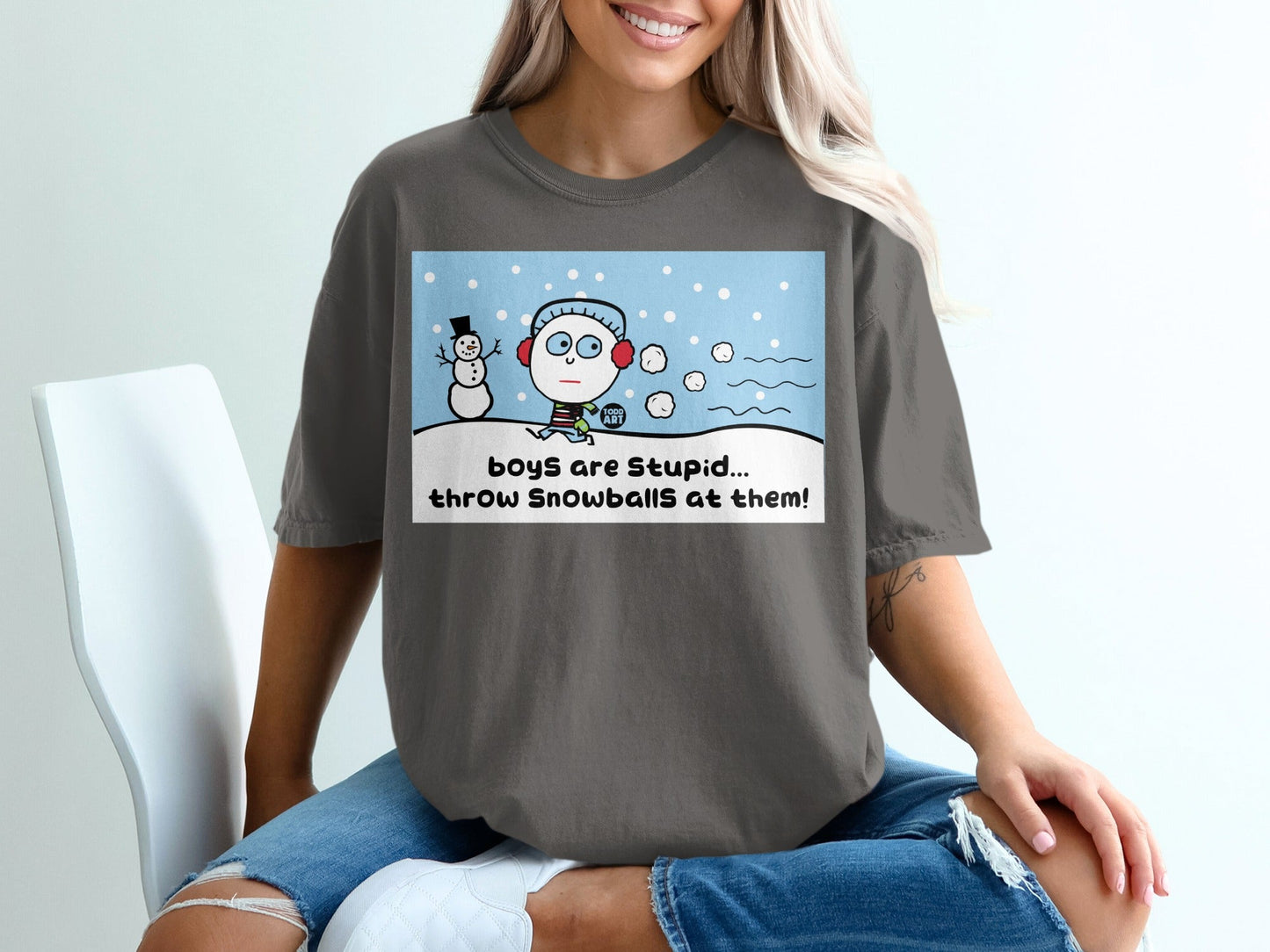 Boys Are Stupid Throw Snowballs At Them Shirt
