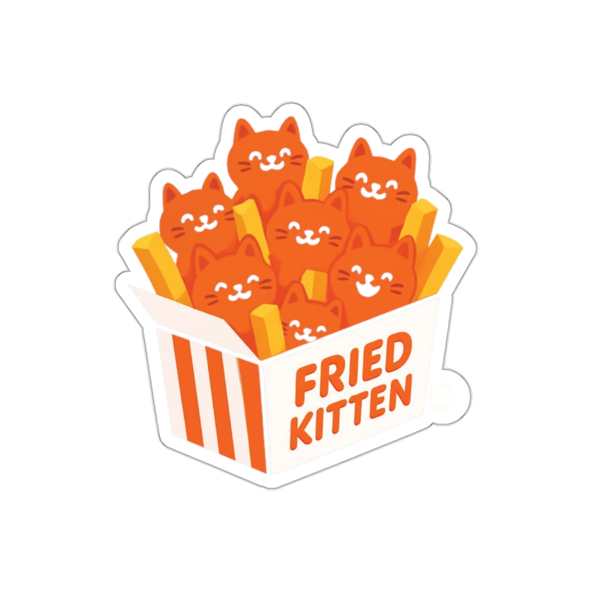 Adorable Fried Kitten Box Design Sticker for All Ages