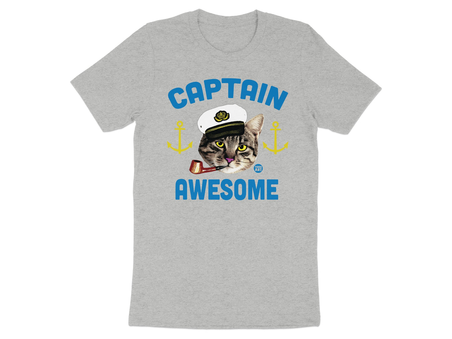 Captain Awesome Cat with Anchor and Pipe T-Shirt