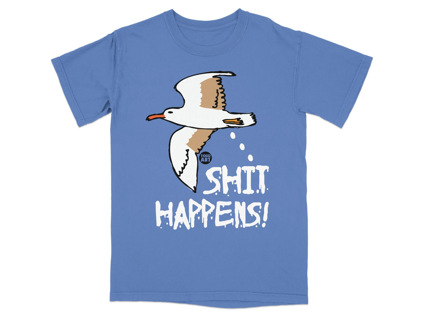 Shit Happens Seagull Funny Graphic T-Shirt