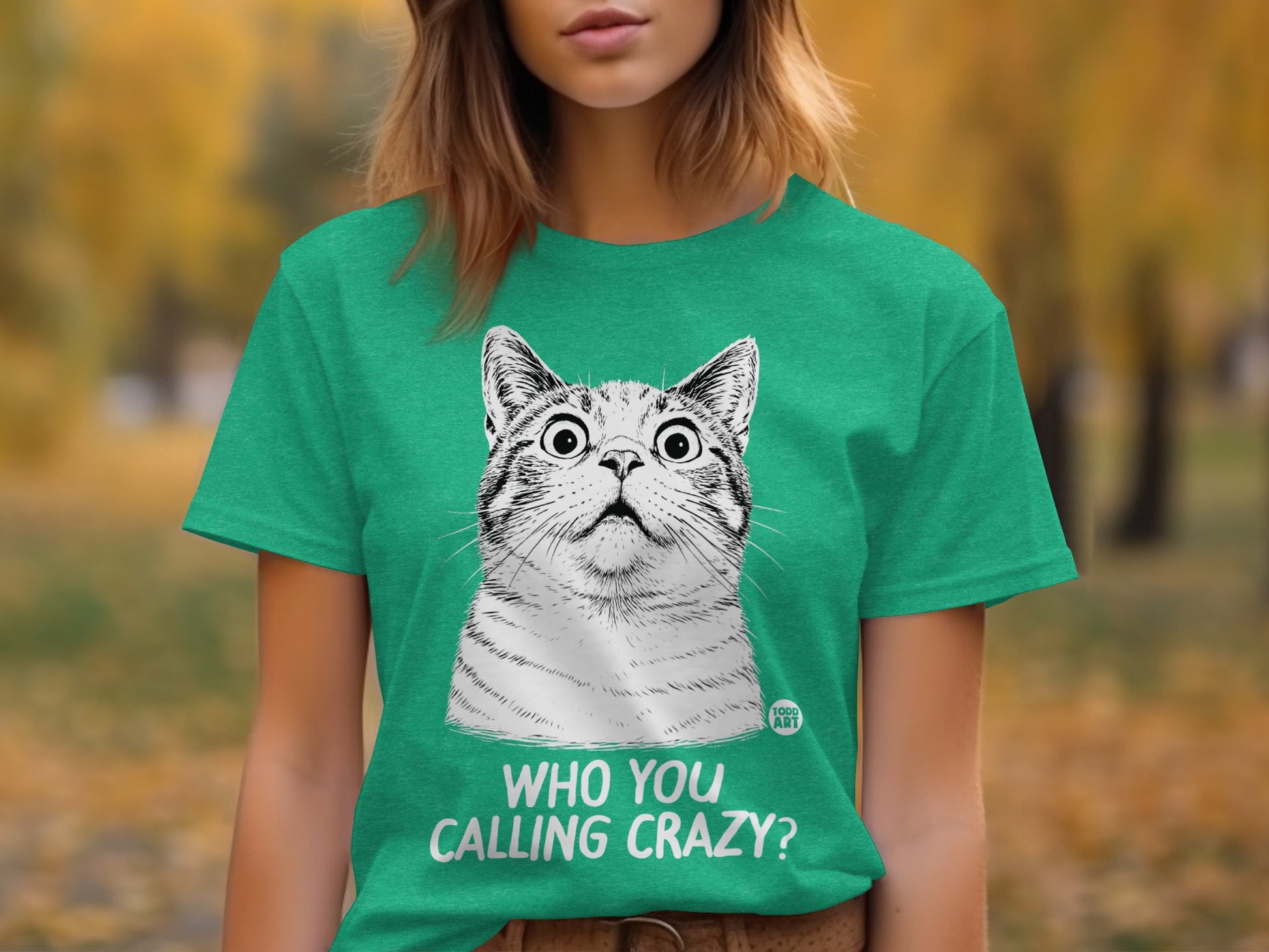 Funny Cat T-Shirt With Who You Calling Crazy Design