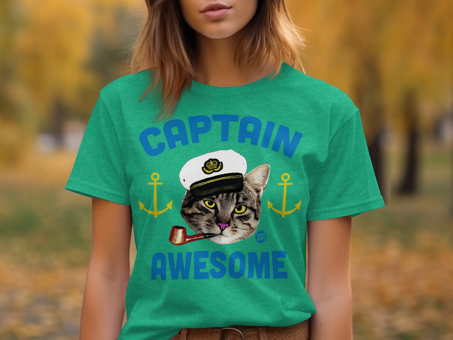 Captain Awesome Cat Shirt with Sailor Hat Design
