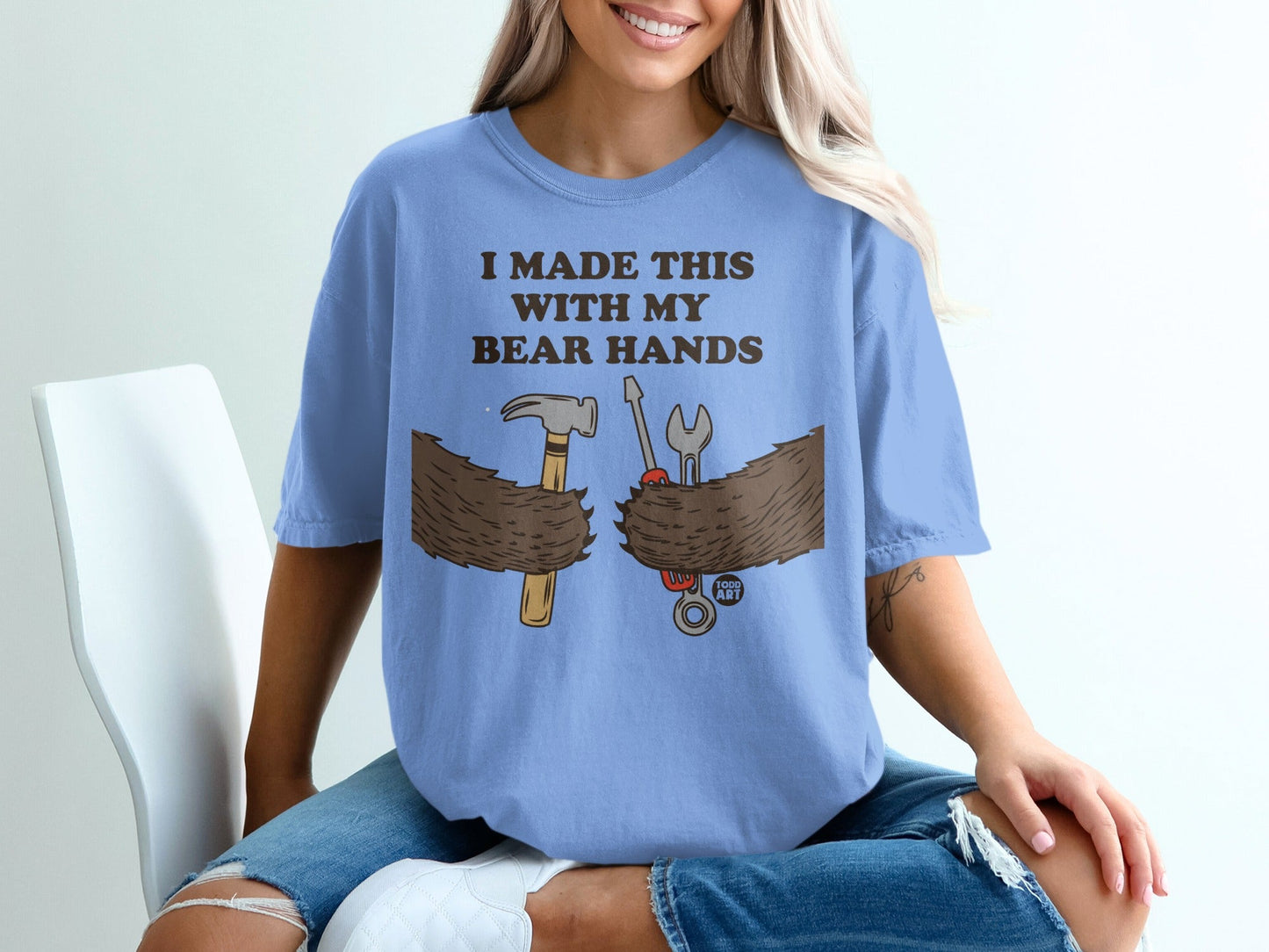 I Made This With My Bear Hands Funny Graphic Tee
